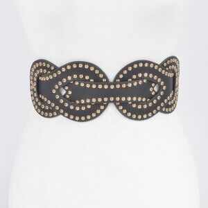 Faux Leather Metal Studded Plus Size Elastic Belt